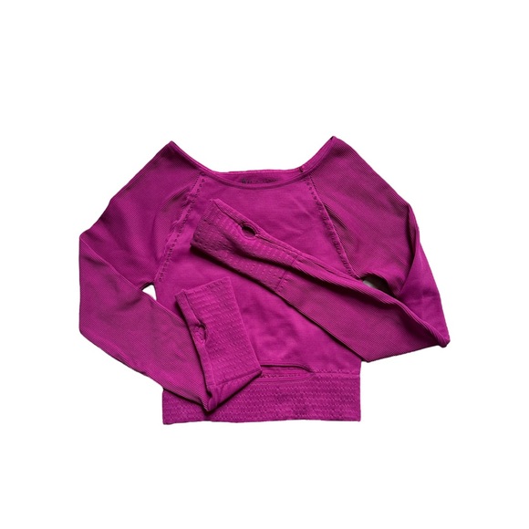 Free People Movement Cut it Out magenta long sleeve - Picture 3 of 5